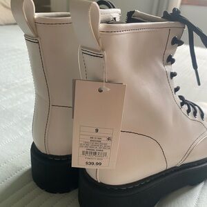 A New Day White and Black Combat Boots